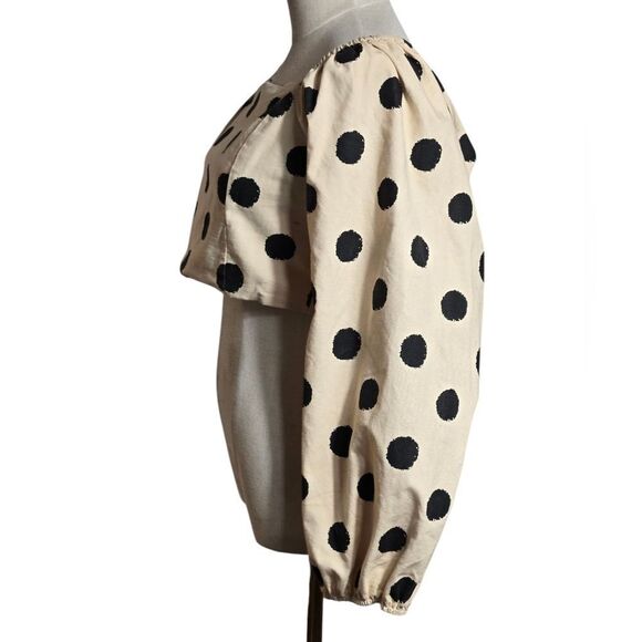 Vestique Tan And Black Polka Dot Crop Top - Picture 3 of 8